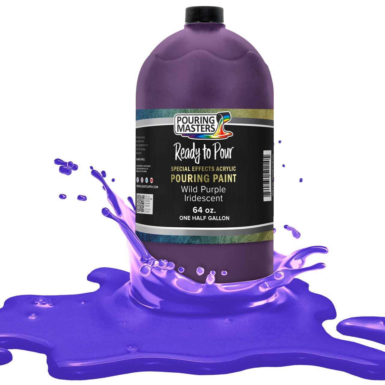 Pouring Masters Wild Purple Iridescent Special Effects Acrylic Pouring Paint - Premium 64-Ounce Pre-Mixed Fluid Acrylic Paint - Fluid Art Supplies for Canvas, Wood, Paper, Tile & Rocks